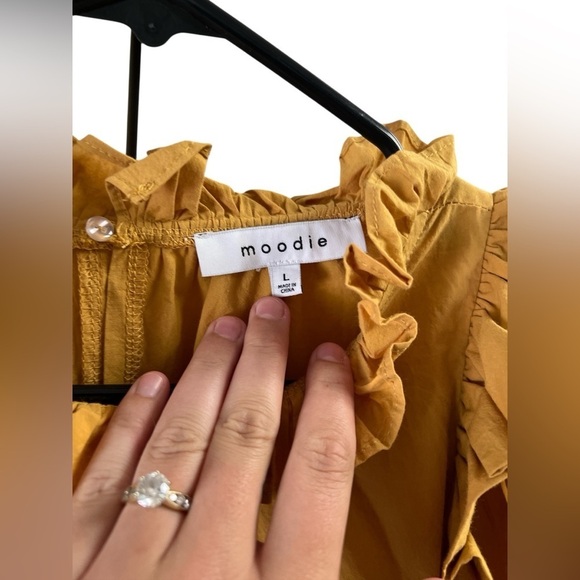 Moodie yellow long sleeve mini ruffled dress - Picture 4 of 6